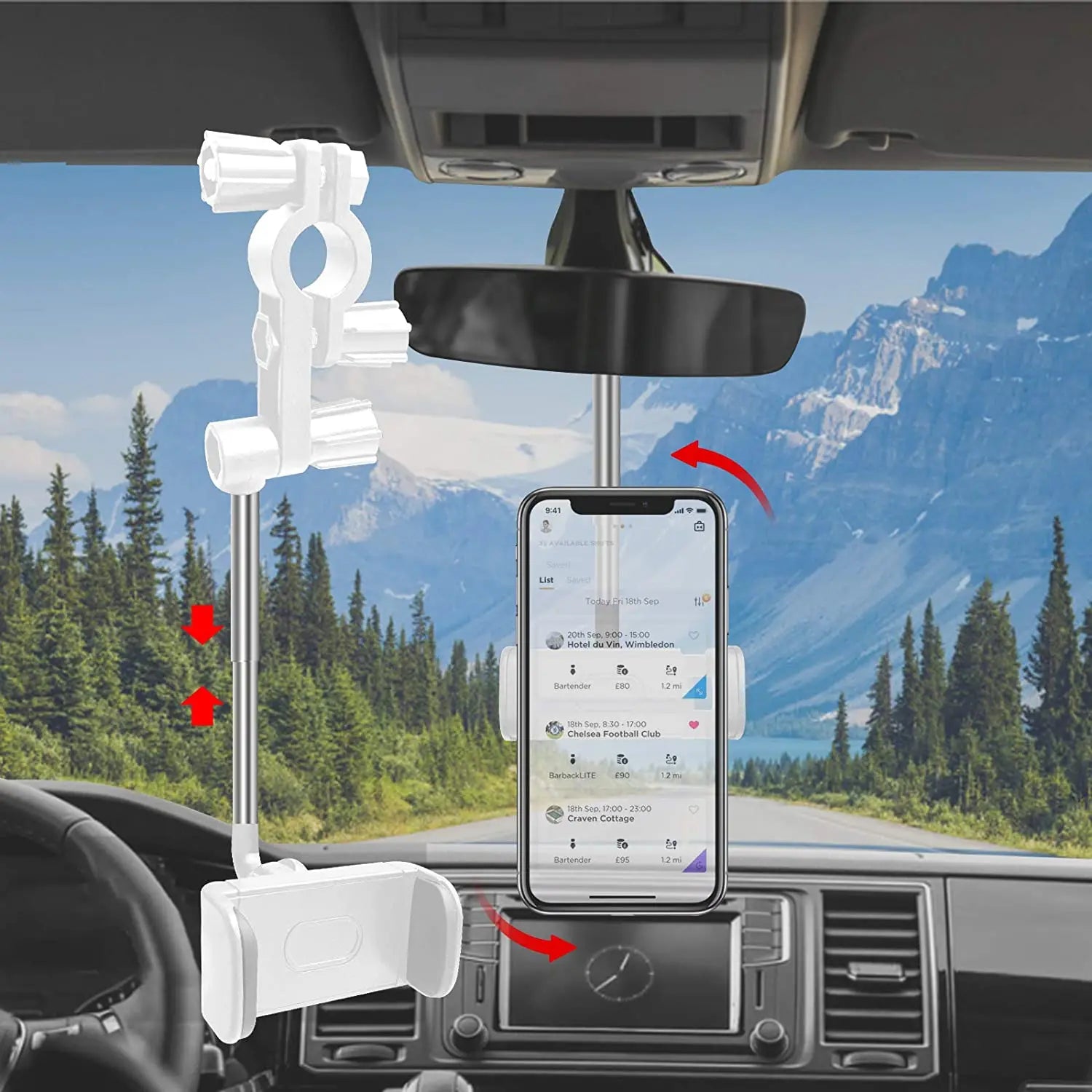 Universal Car Rearview Mirror Phone Mount 360 Degrees Car Headrest Phone Holder for iPhone 12 11 Xiaomi Samsung Car Phone Stand