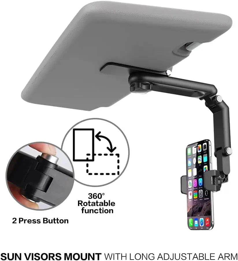 1080 Rotation Phone Holder For Car Clip Sun Visor Cell Universal Phone Mount for iPhone GPS Rearview Mirror Stand Mobile Clip
