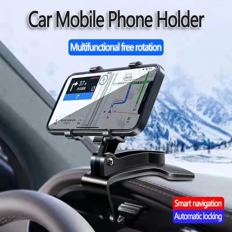 Universal Car Mobile Phone Holder Easy Clip Mount Panel Support Multi-Functional Dashboard GPS Navigation Bracket Holder In Car