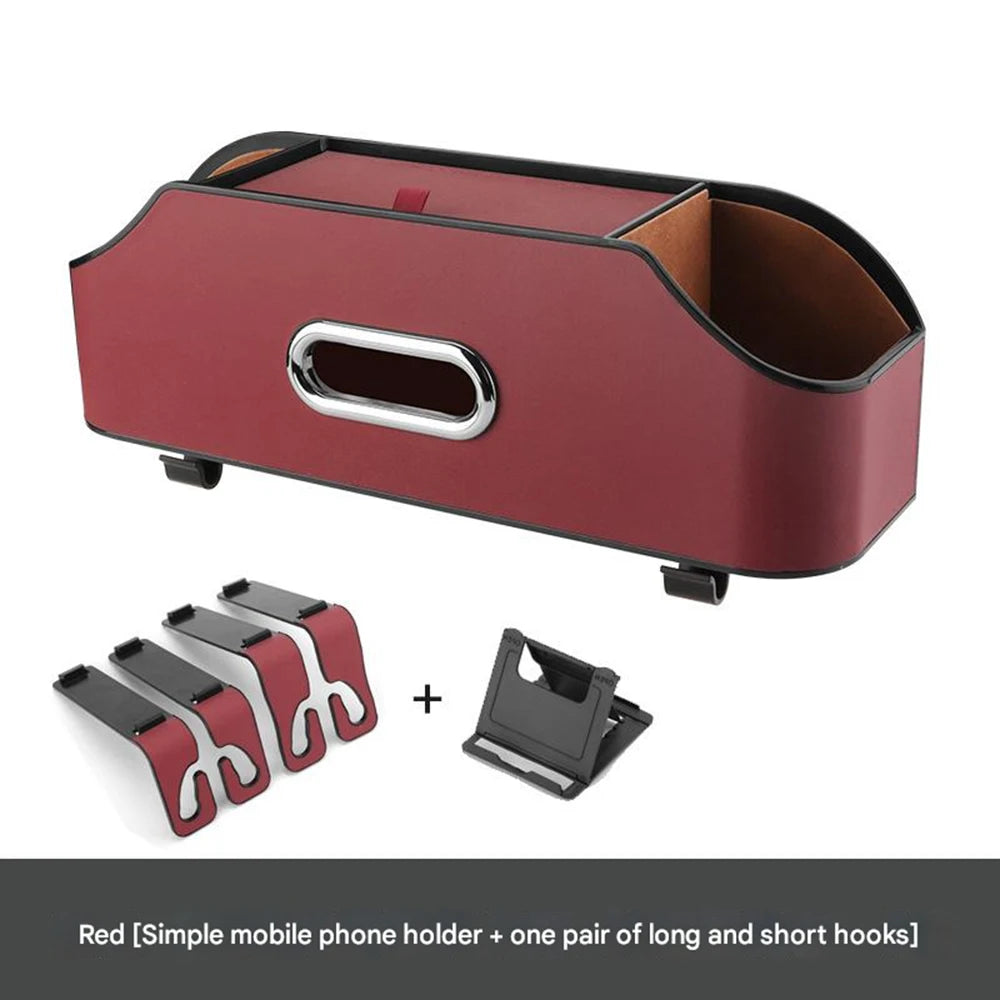 3 In 1 Car Seat Back Cup Holder Storage Box Tissue Box With Hook Auto Backseat Organizer Car Phone Holder For Auto