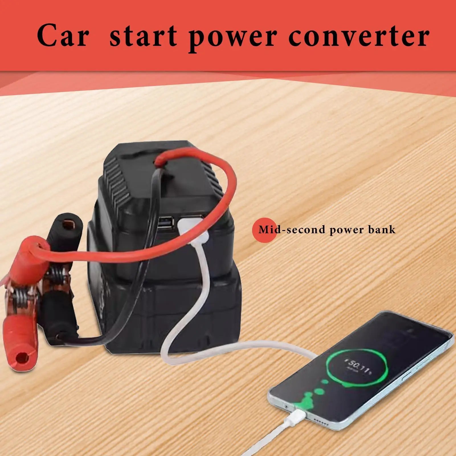 Portable Car Battery Jump Starter 2 USB Battery Pack Quick Charging Car Booster Lithium Battery Jumper Box Converter Charger