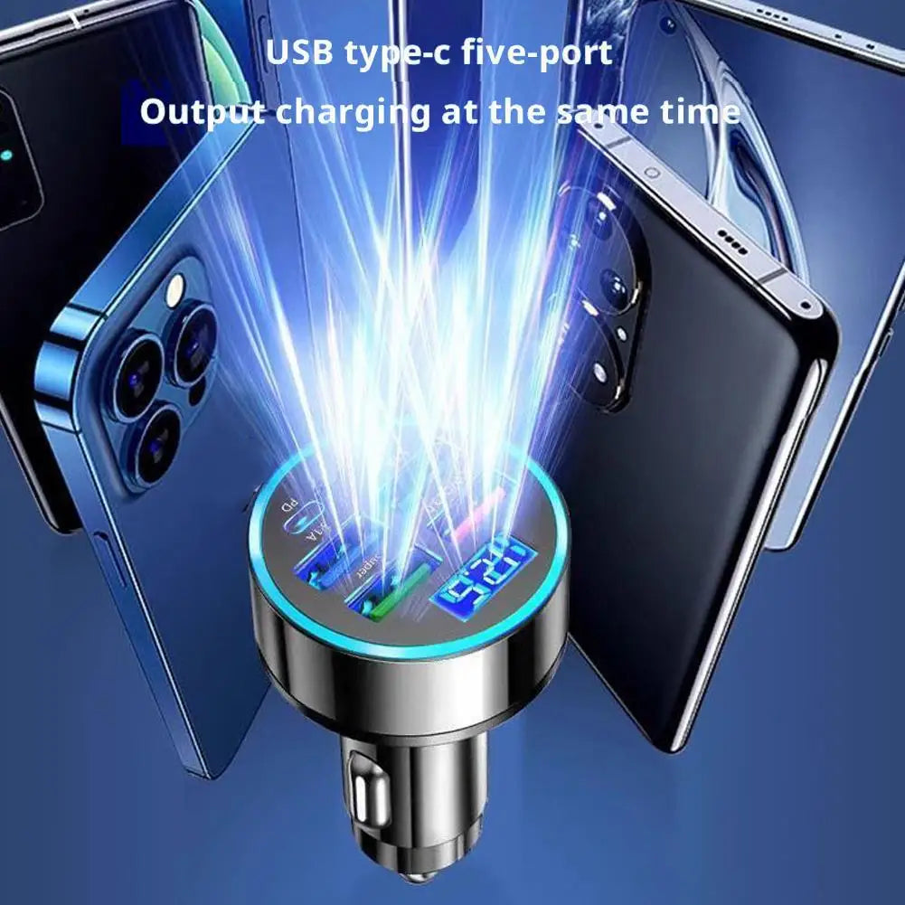 6 in 1 USB C Car Phone Charger Adapter Car fast charging head 4 Ports Usb With Voltage Detection Car Power Adapter