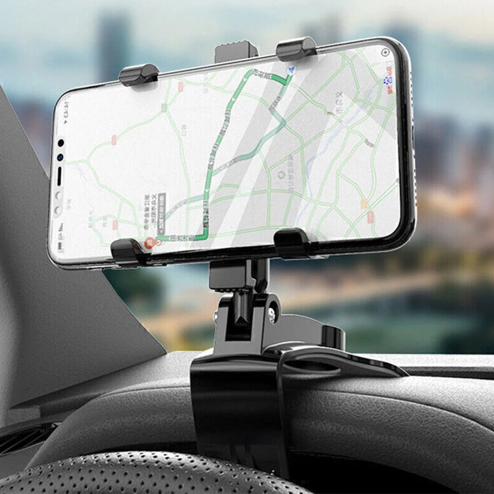 Car Phone Holder Rotatable Dashboard/Rearview Mirror/Sun Visor Mount Portable Car Holder for iPhone Samsung Xiaomi Redmi Huawei