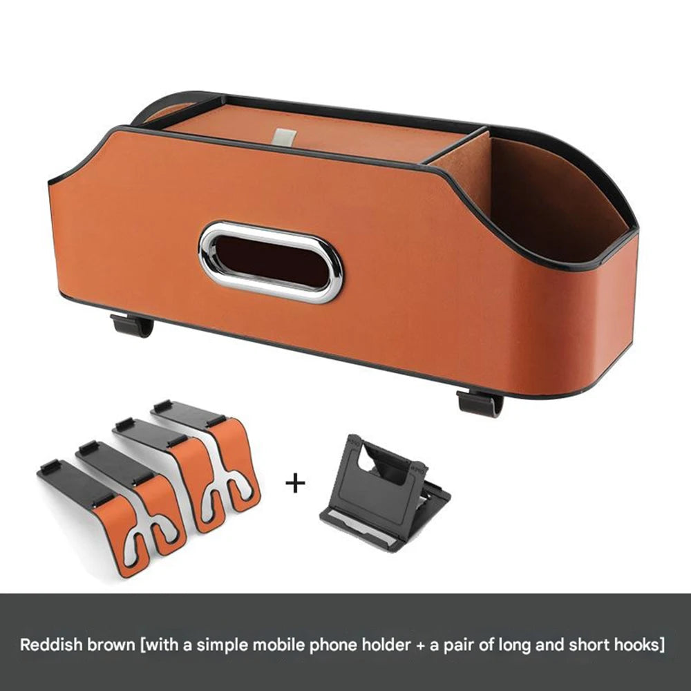 3 In 1 Car Seat Back Cup Holder Storage Box Tissue Box With Hook Auto Backseat Organizer Car Phone Holder For Auto