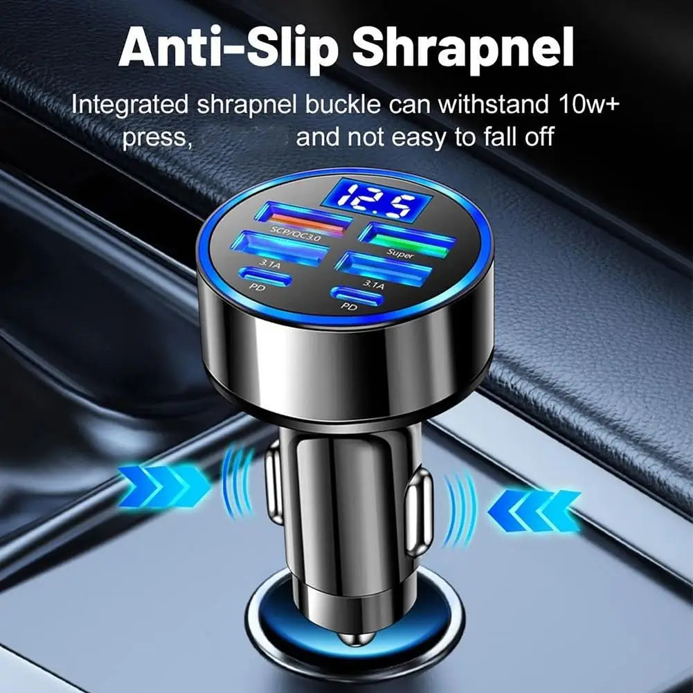 6 in 1 USB C Car Phone Charger Adapter Car fast charging head 4 Ports Usb With Voltage Detection Car Power Adapter