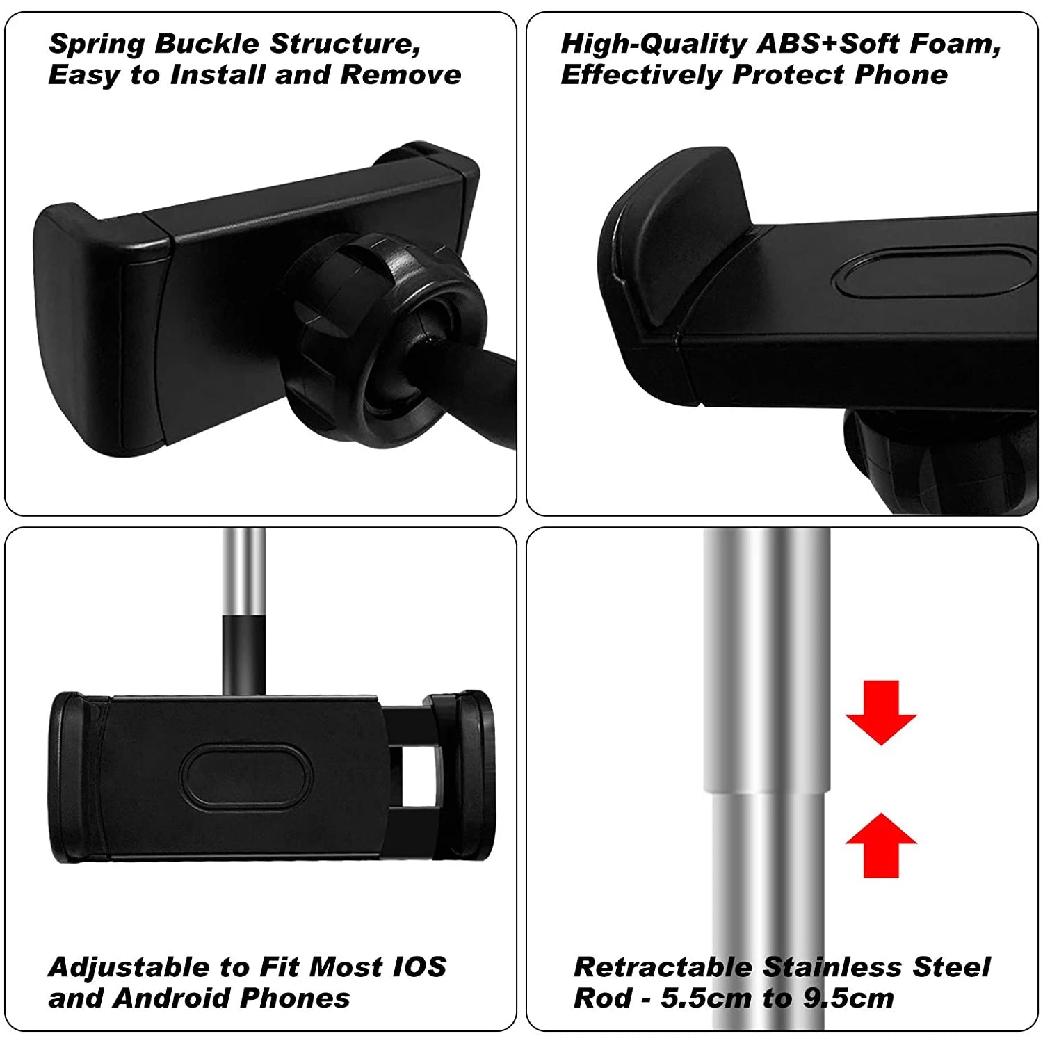 Universal Car Rearview Mirror Phone Mount 360 Degrees Car Headrest Phone Holder for iPhone 12 11 Xiaomi Samsung Car Phone Stand