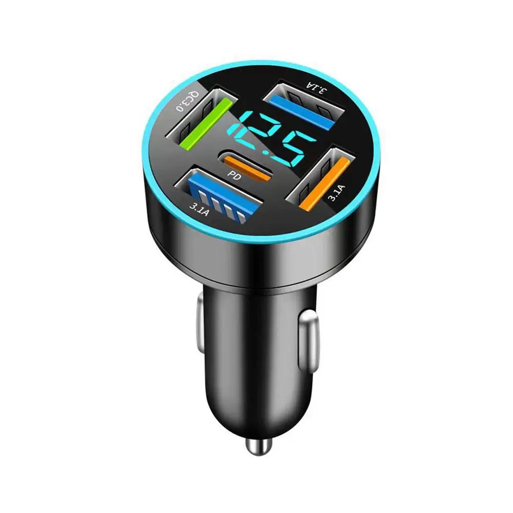 5/6/8 Port Car Charger 36W 4USB A+4Type C Fast Charging Car Mobile Phone Adapter For IPhone Cigarette Lighter Splitter P5D4