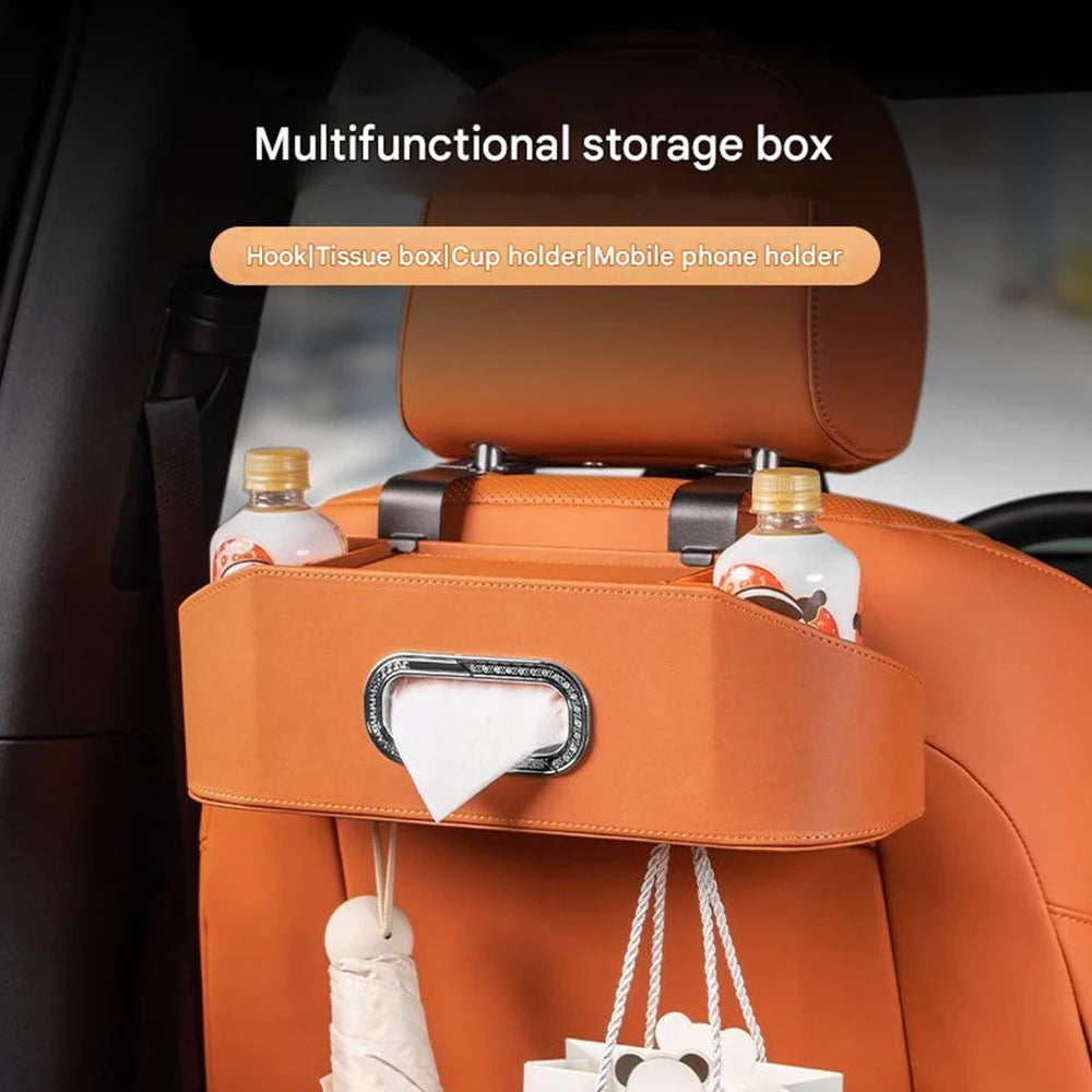 3 In 1 Car Seat Back Cup Holder Storage Box Tissue Box With Hook Auto Backseat Organizer Car Phone Holder For Auto