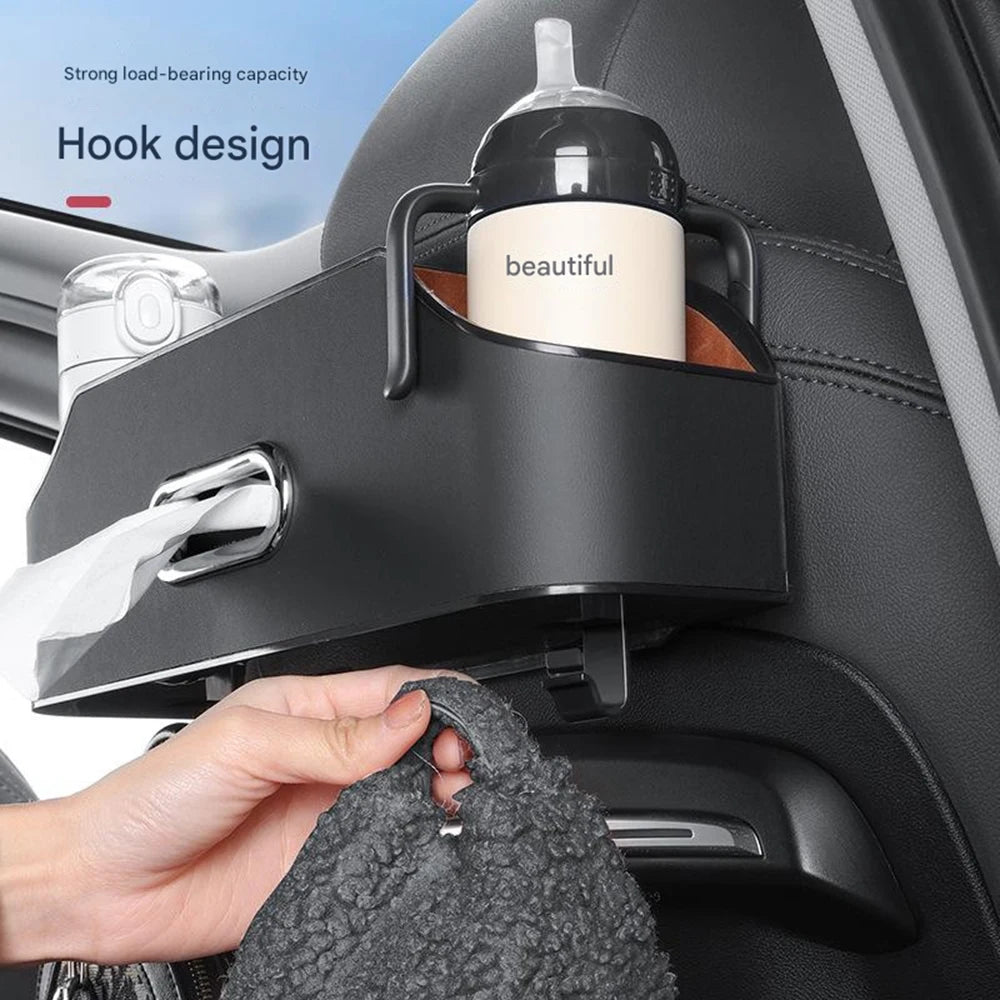 3 In 1 Car Seat Back Cup Holder Storage Box Tissue Box With Hook Auto Backseat Organizer Car Phone Holder For Auto