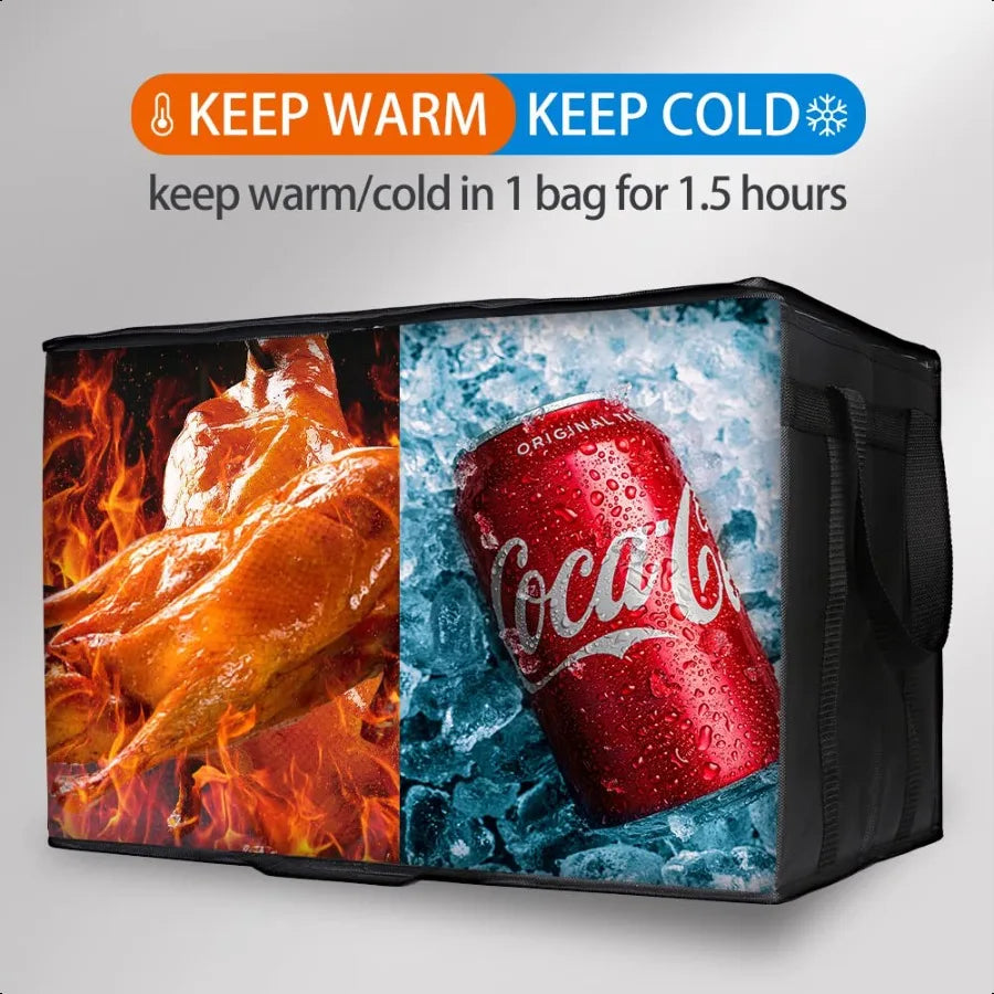 Insulated Food Delivery Bag XXXLarge Black Red
