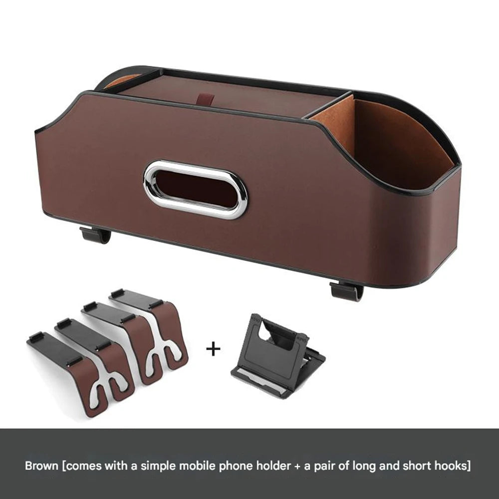 3 In 1 Car Seat Back Cup Holder Storage Box Tissue Box With Hook Auto Backseat Organizer Car Phone Holder For Auto