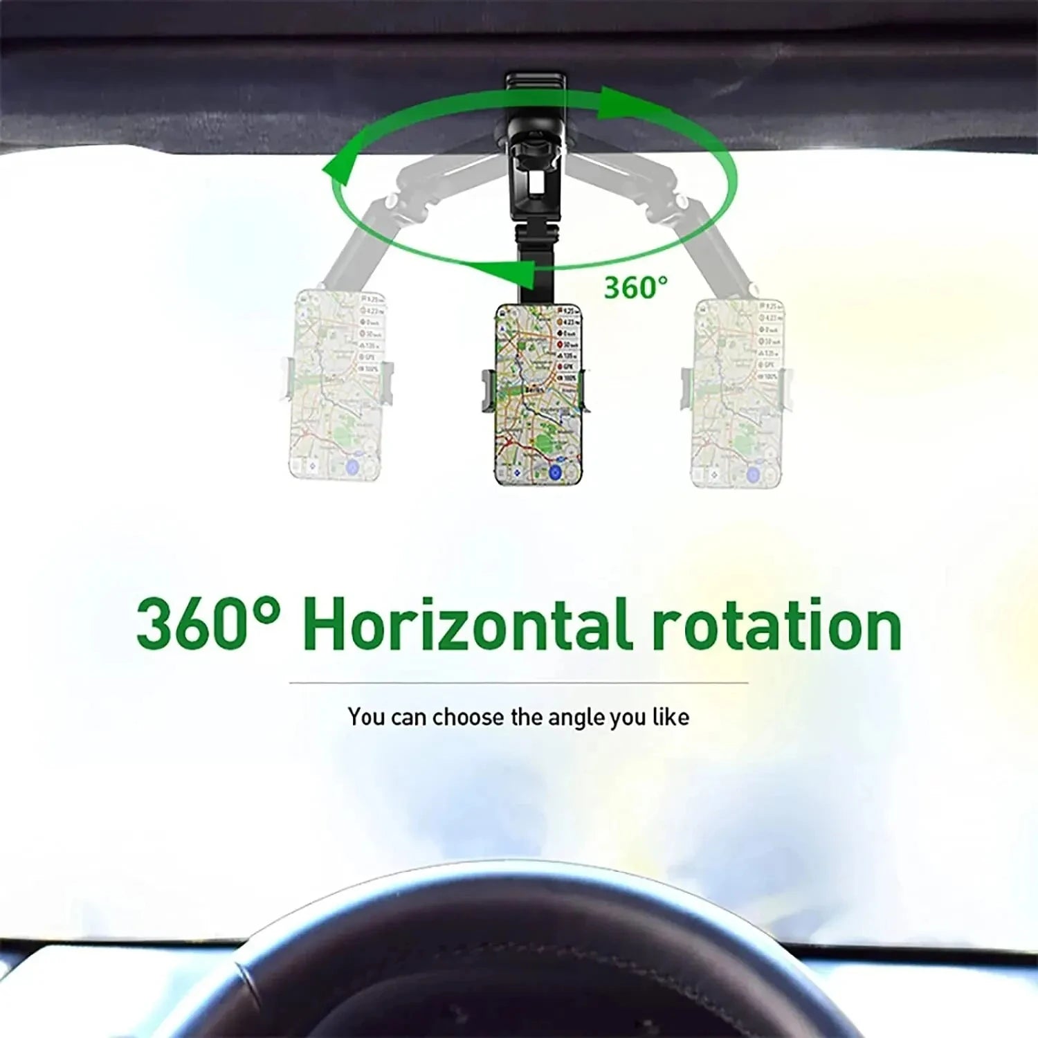 1080 Rotation Phone Holder For Car Clip Sun Visor Cell Universal Phone Mount for iPhone GPS Rearview Mirror Stand Mobile Clip