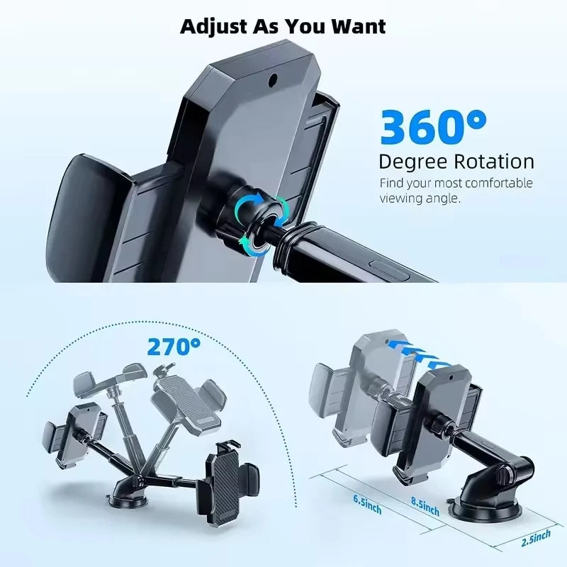 Suction Cup Car Phone Holder 360° Rotatable for Windshield Dashboard Universal Mount Bracket for iPhone Samsung Xiaomi Huawei