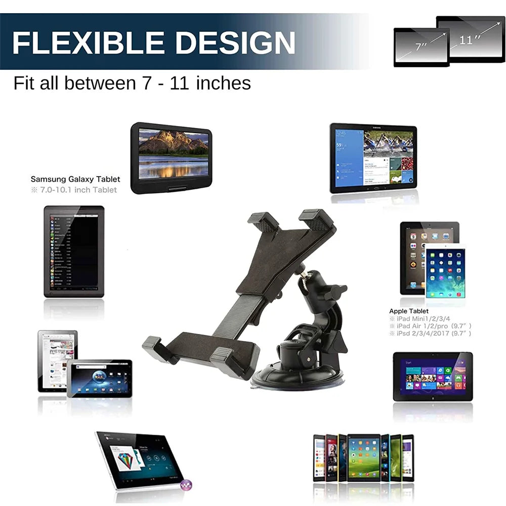 Car Tablet Stand Holder Long Arm Suction Cup Mount for IPad Pro Air Xiaomi Samsung 7-11" SUV Truck Windshield Window Dashboard