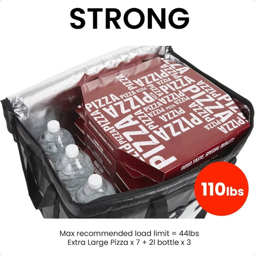3XL Insulated Cooler Bag and Food Warmer for Delivery Grocery Shopping with Zippered Top Black 1 Pack