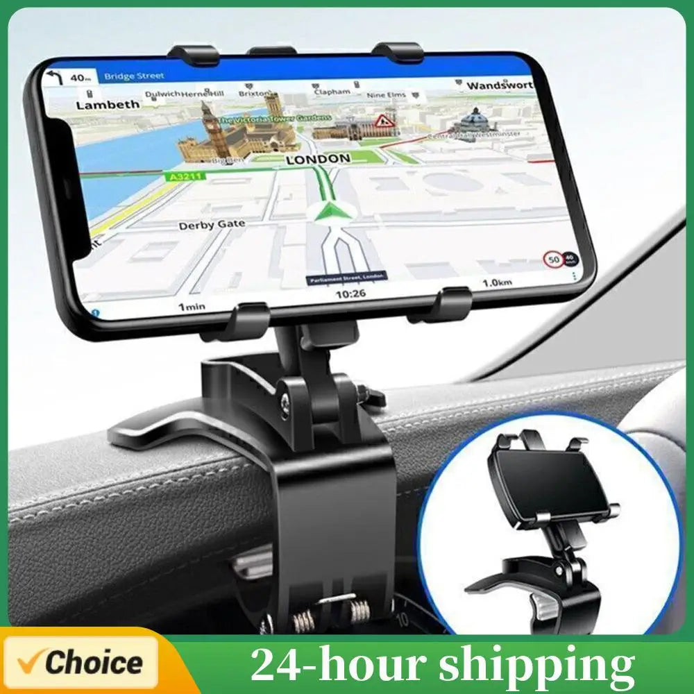 Car Phone Holder Rotatable Dashboard/Rearview Mirror/Sun Visor Mount Portable Car Holder for iPhone Samsung Xiaomi Redmi Huawei