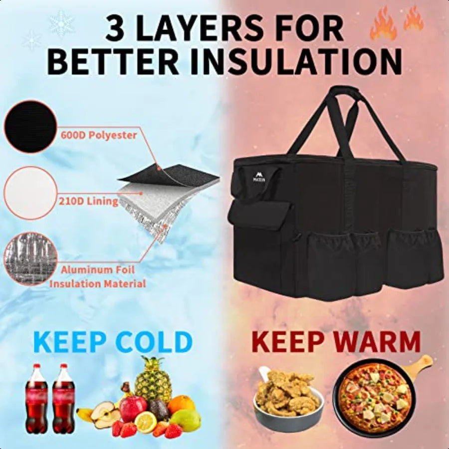 MATEIN Food Delivery Bag XXL 23x14x15 inches Black