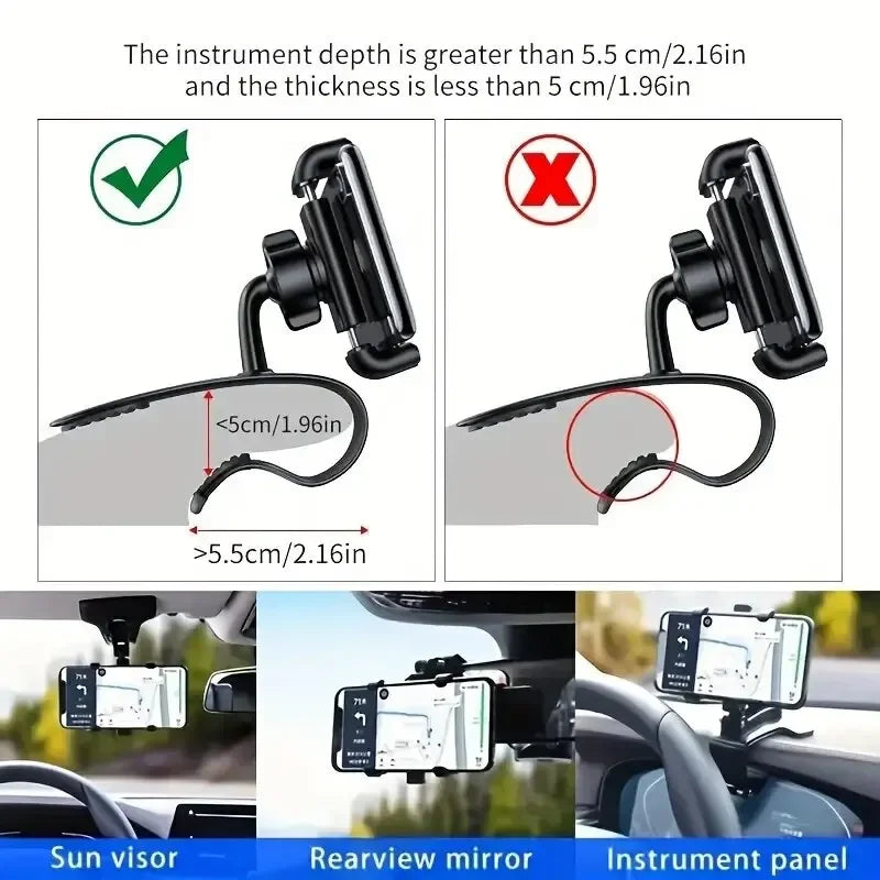 Universal Car Mobile Phone Holder Easy Clip Mount Panel Support Multi-Functional Dashboard GPS Navigation Bracket Holder In Car