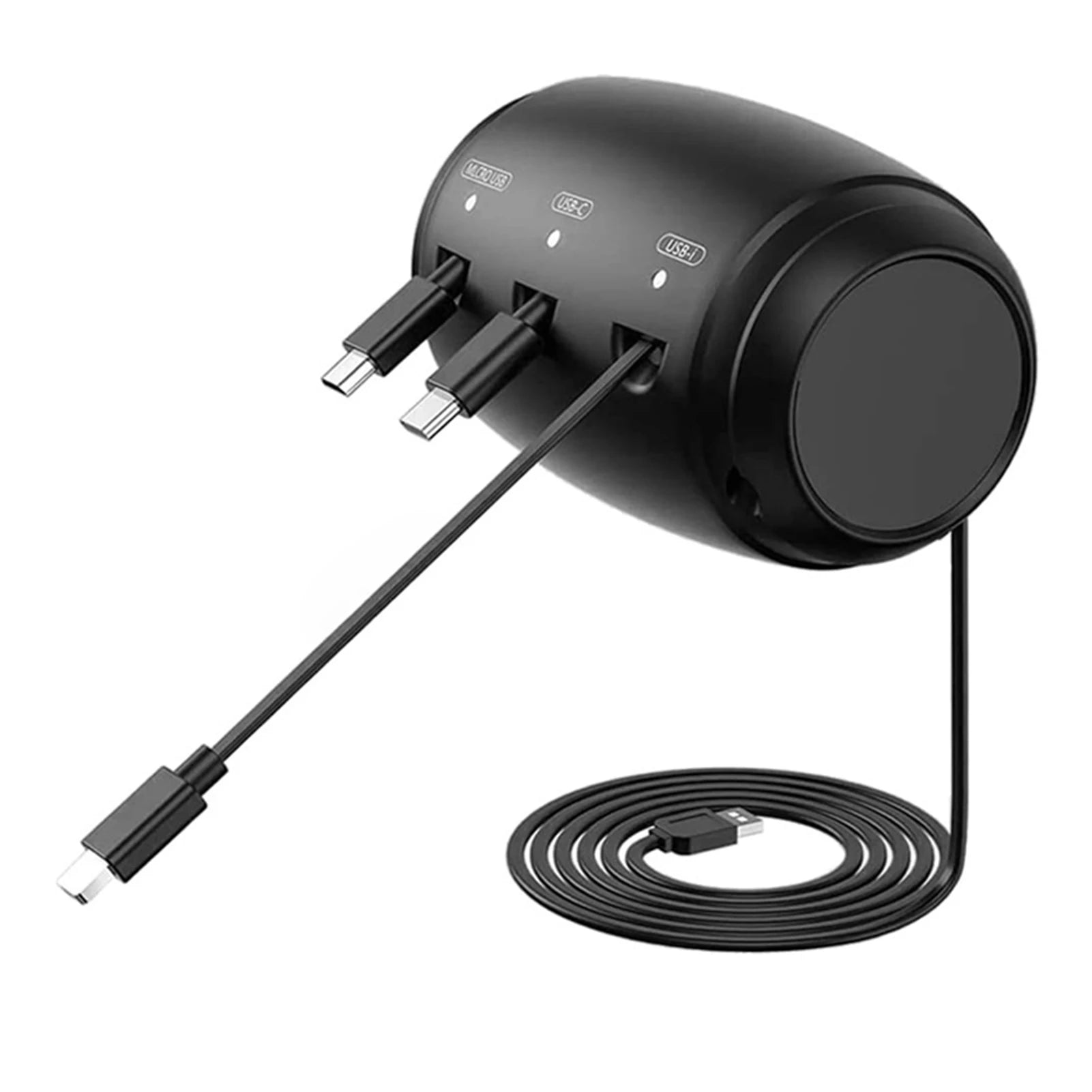Car Headrest Backseat Retractable Cord Charger Cable 3 in 1 Fast Charging Car Charging Station Box For All Phones Tablet