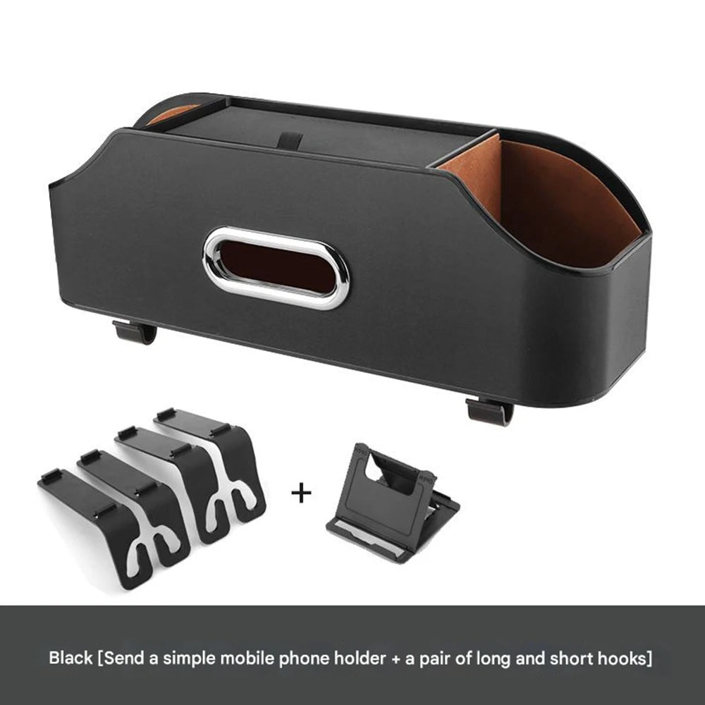 3 In 1 Car Seat Back Cup Holder Storage Box Tissue Box With Hook Auto Backseat Organizer Car Phone Holder For Auto