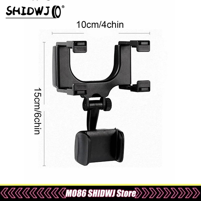 360° Car Phone Holder Rearview Mirror Mount Bracket Navigation Mobile Stand Clip Foldable Adjustable Car Cell Phone Support