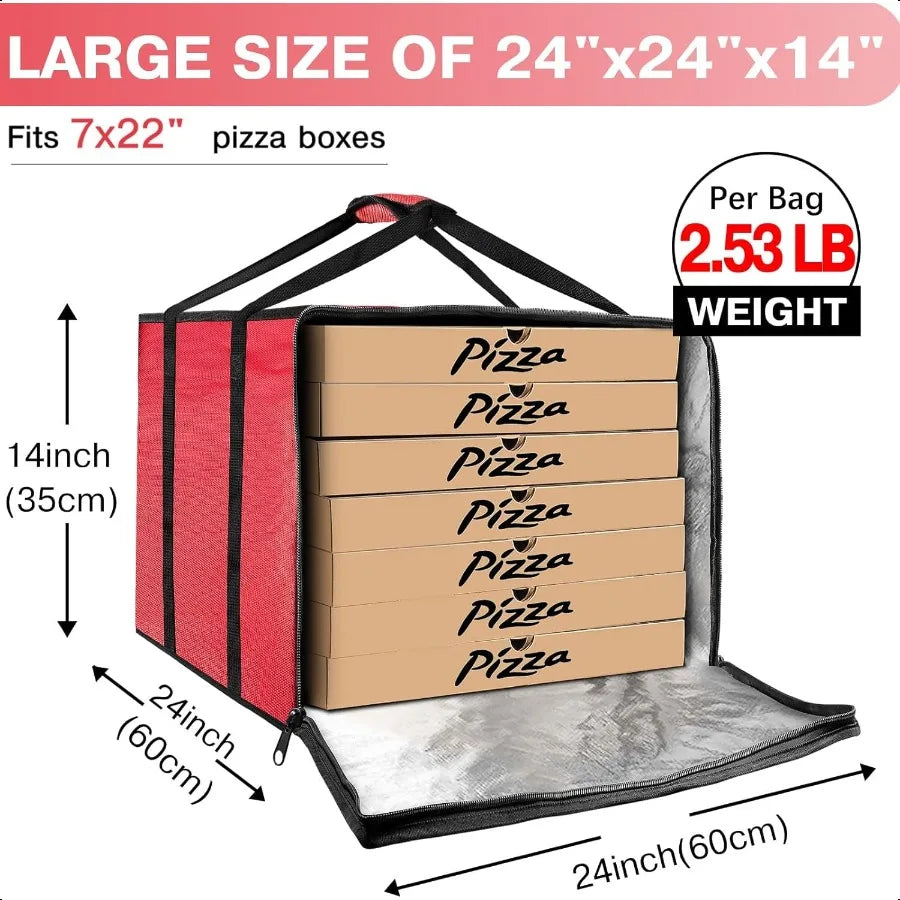 Pizza Delivery Bag Insulated 24x 24 x14 Large Red Pizza Warmer Bag for Food Delivery Pizza Carrier Insulated Bags Keep Your Piz