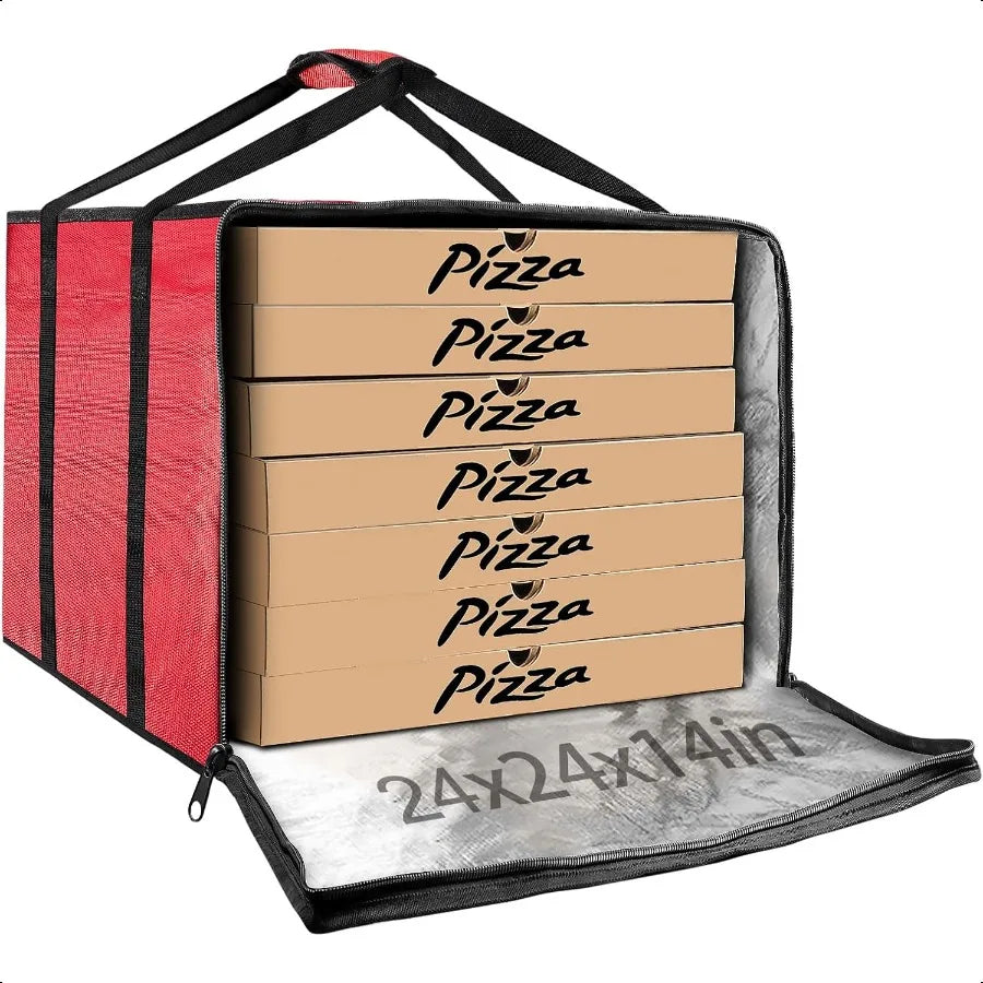 Pizza Delivery Bag Insulated 24x 24 x14 Large Red Pizza Warmer Bag for Food Delivery Pizza Carrier Insulated Bags Keep Your Piz