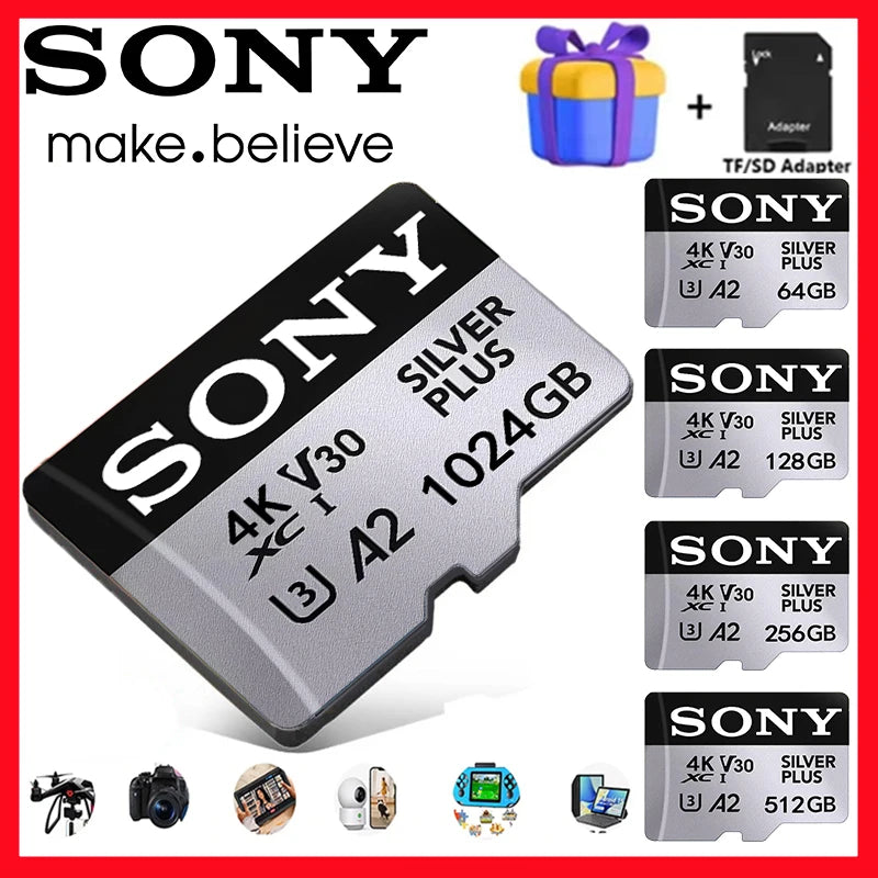 SONY SD Cards 1TB 512GB 256GB Flash Memory Card 128GB High-Speed Micro TF Card Class10 Mini Memory Card for Phones/PC/Cameras