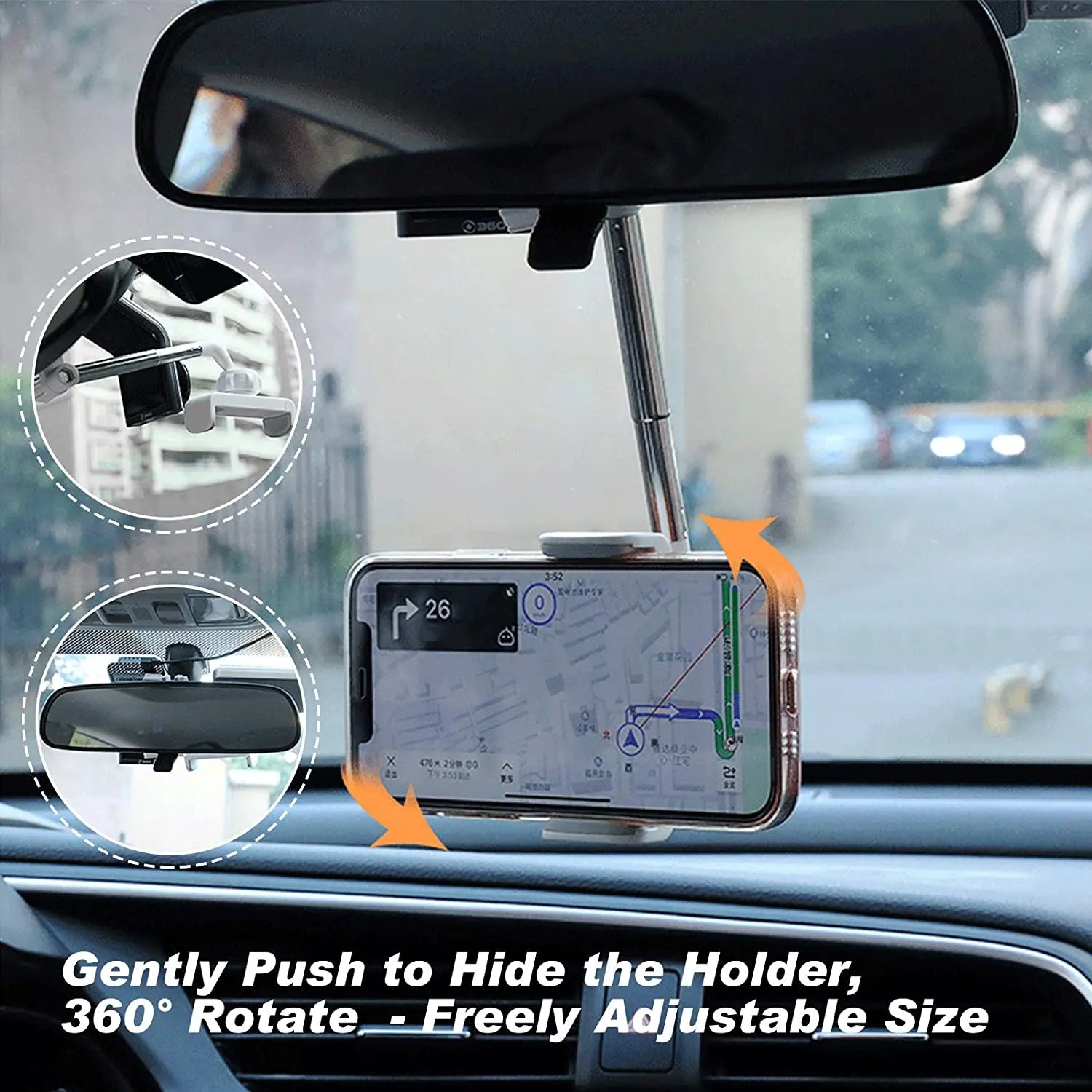 Universal Car Rearview Mirror Phone Mount 360 Degrees Car Headrest Phone Holder for iPhone 12 11 Xiaomi Samsung Car Phone Stand