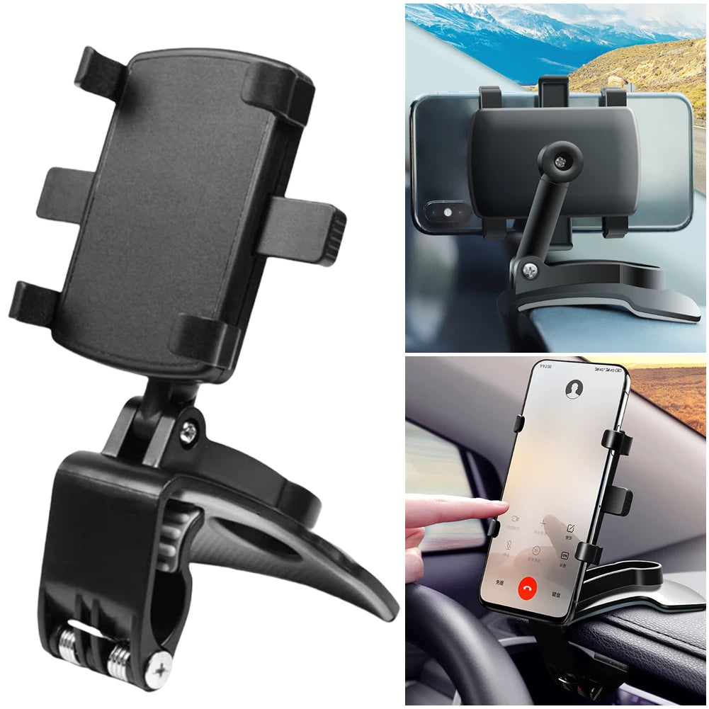 Car Phone Holder Rotatable Dashboard/Rearview Mirror/Sun Visor Mount Portable Car Holder for iPhone Samsung Xiaomi Redmi Huawei