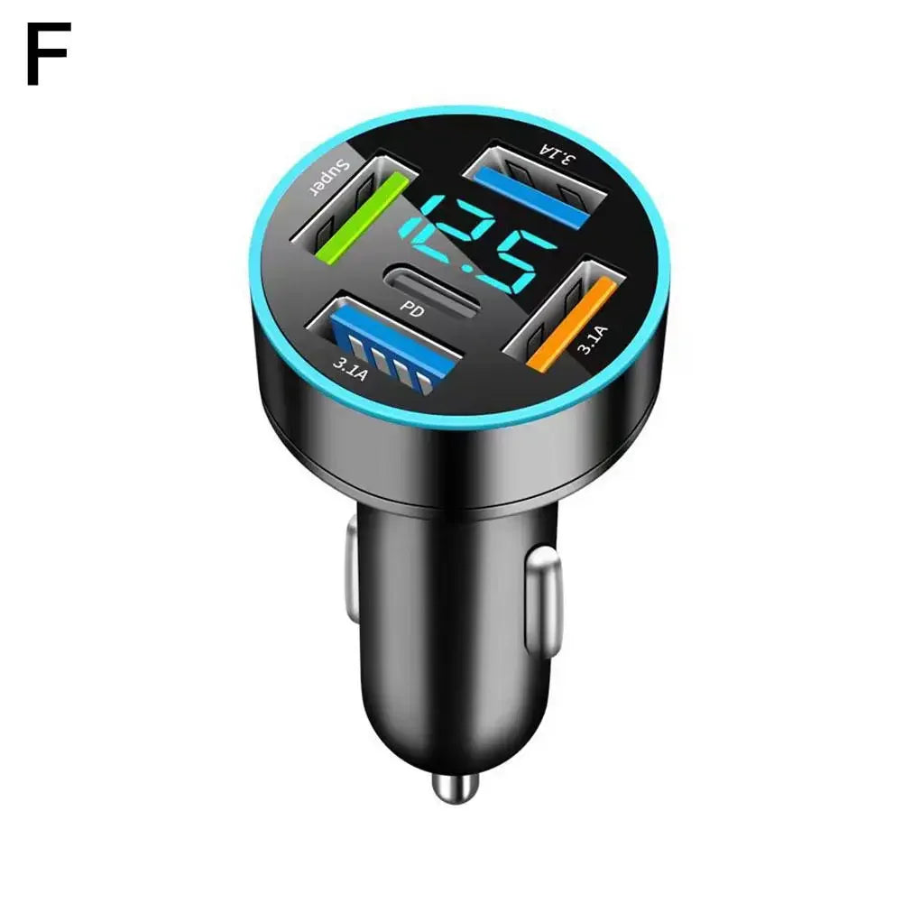 5/6/8 Port Car Charger 36W 4USB A+4Type C Fast Charging Car Mobile Phone Adapter For IPhone Cigarette Lighter Splitter P5D4