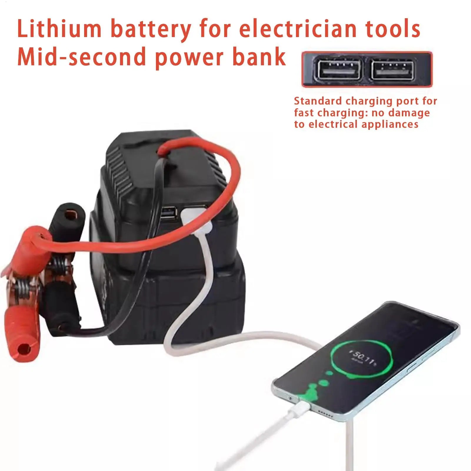 Portable Car Battery Jump Starter 2 USB Battery Pack Quick Charging Car Booster Lithium Battery Jumper Box Converter Charger