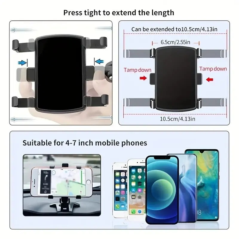 Universal Car Mobile Phone Holder Easy Clip Mount Panel Support Multi-Functional Dashboard GPS Navigation Bracket Holder In Car