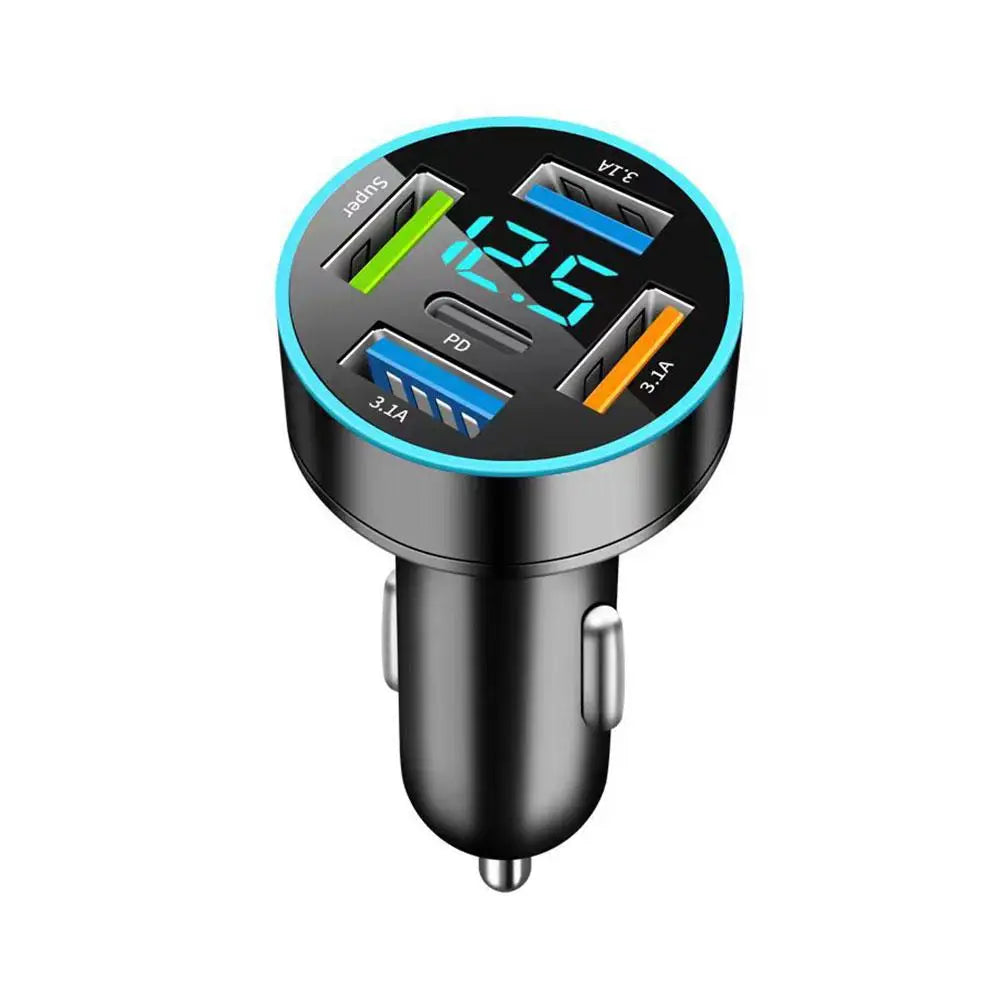 5/6/8 Port Car Charger 36W 4USB A+4Type C Fast Charging Car Mobile Phone Adapter For IPhone Cigarette Lighter Splitter P5D4