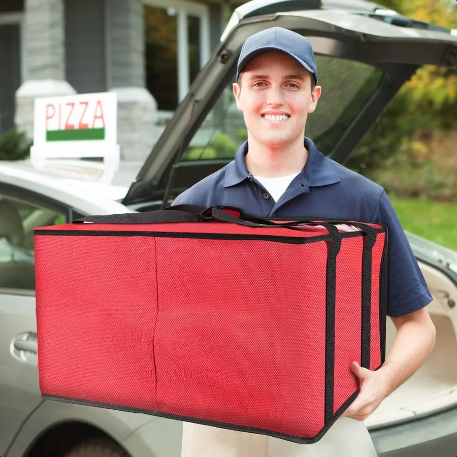 Pizza Delivery Bag Insulated 24x 24 x14 Large Red Pizza Warmer Bag for Food Delivery Pizza Carrier Insulated Bags Keep Your Piz