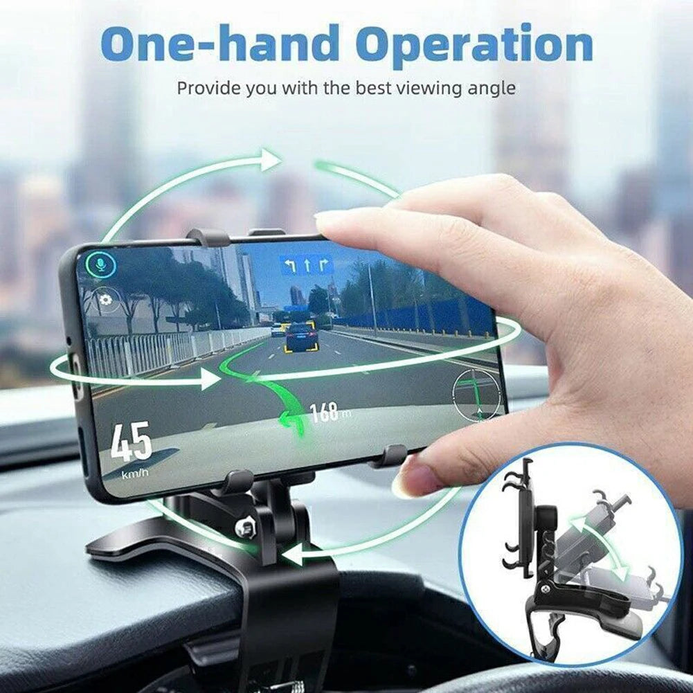Car Phone Holder Rotatable Dashboard/Rearview Mirror/Sun Visor Mount Portable Car Holder for iPhone Samsung Xiaomi Redmi Huawei