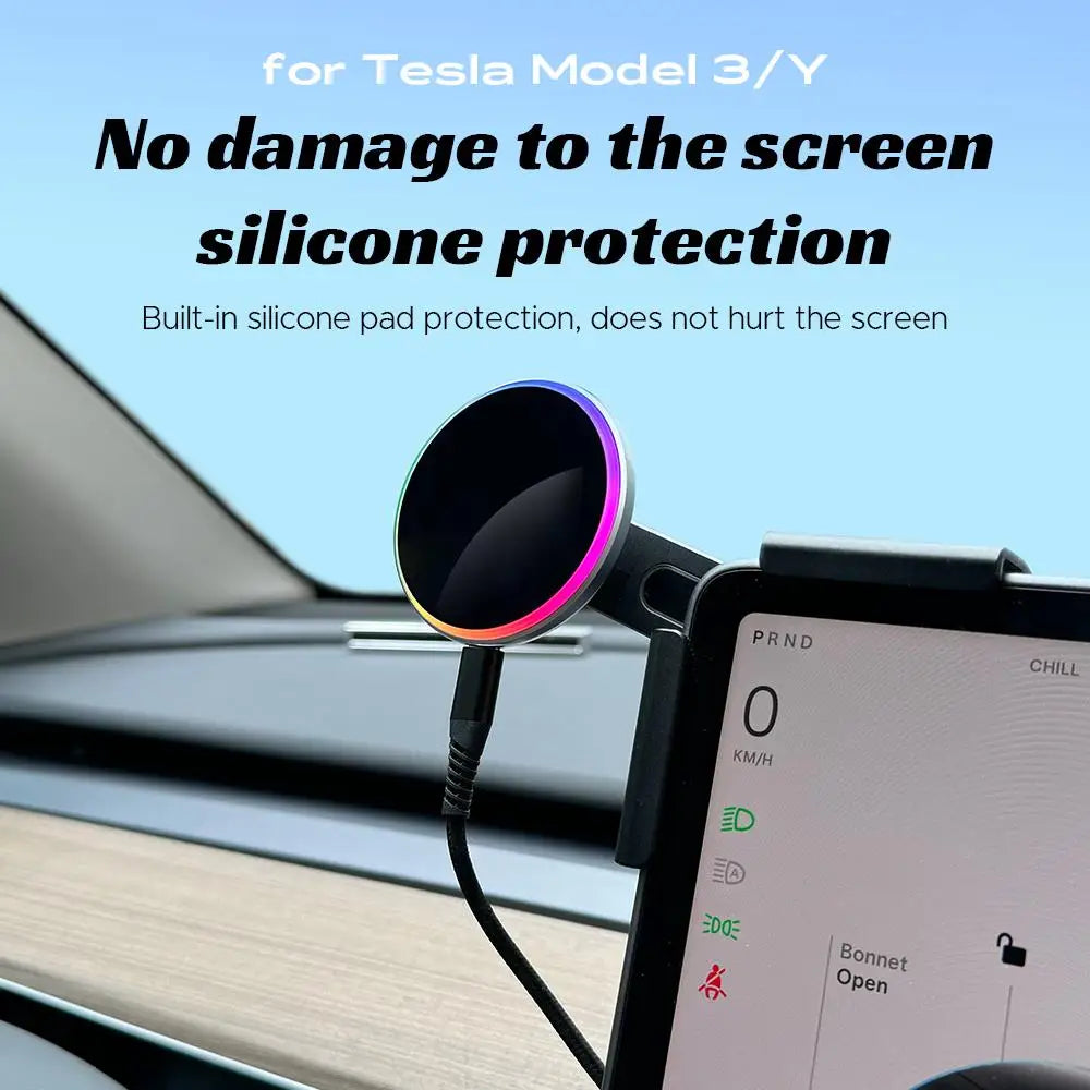 for Tesla New Model 3 Y HIGHLAND LAUNCH JUNIPER 2025 Car Phone Mount Holder 15W Magnetic Magsafe Wireless Charger Accessories
