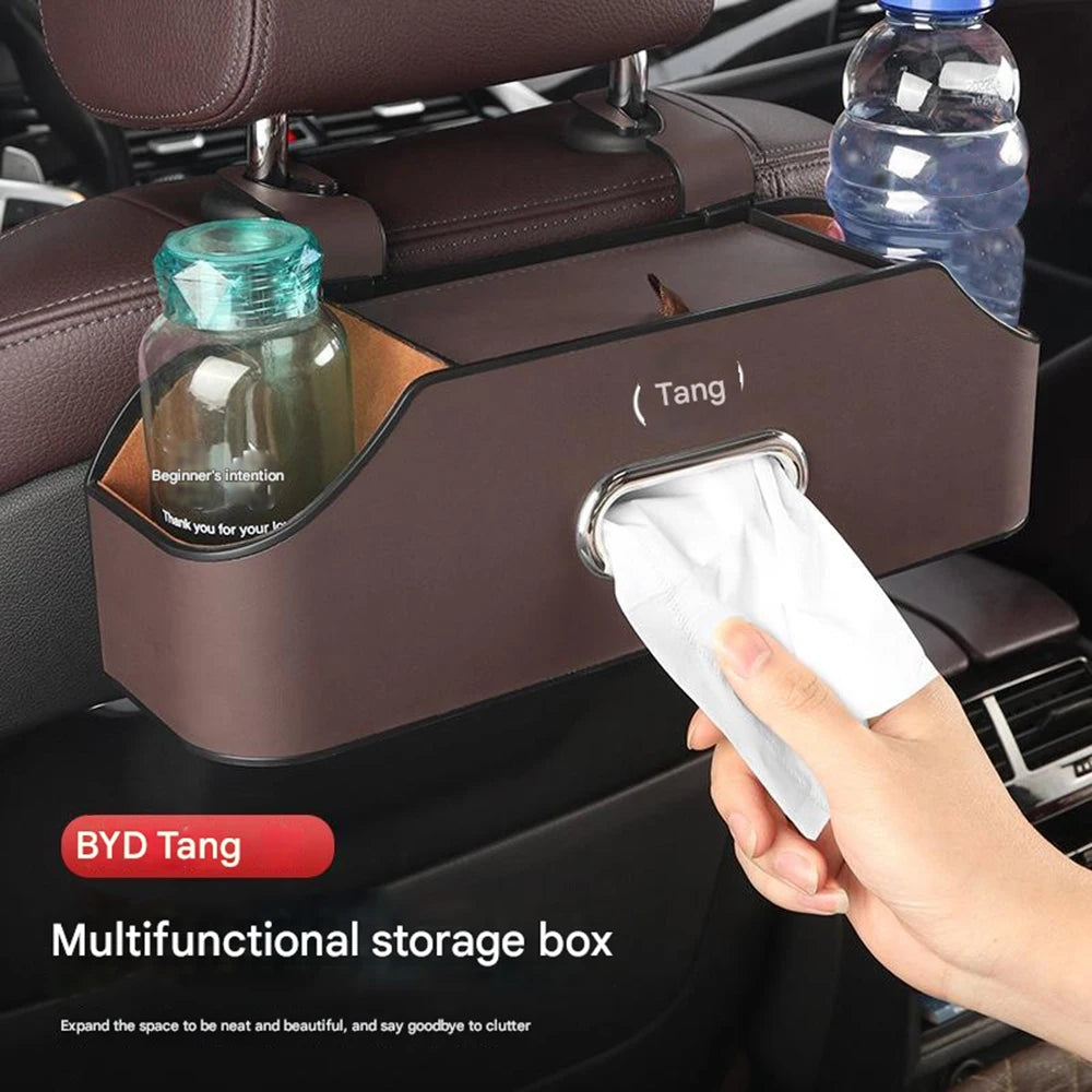 3 In 1 Car Seat Back Cup Holder Storage Box Tissue Box With Hook Auto Backseat Organizer Car Phone Holder For Auto