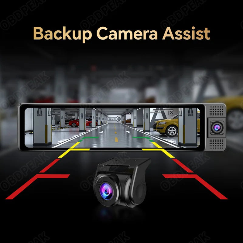 H330 Dash Cam 3 Channel Rearview Mirror Front Inside Rear 4K+1080P+1080P WiFi GPS Dual Lens Car Dvr Camera Infrared Night Vision
