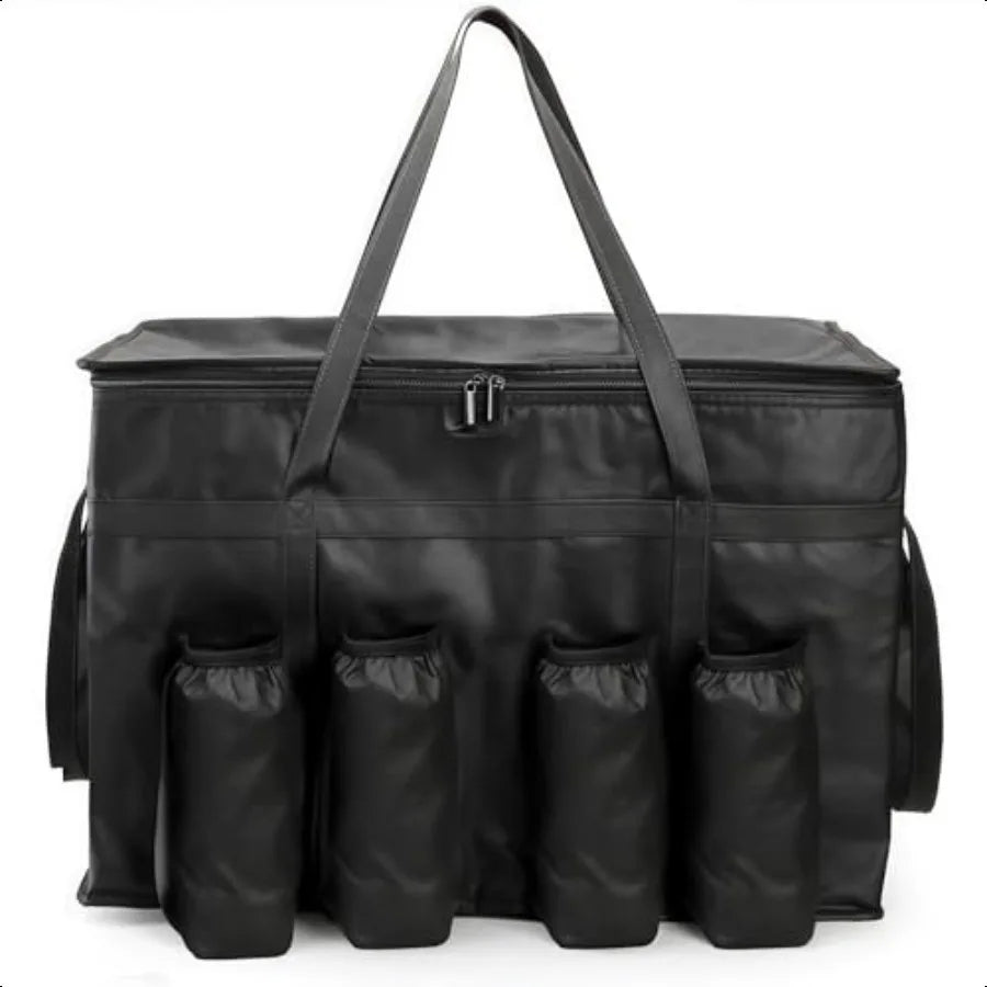 2 Pack Insulated Food Delivery Bag with 4 Cup Holder 22x13x15 Inch Warmer Carrying Case Cooler Drink Carriers with Zippered Top
